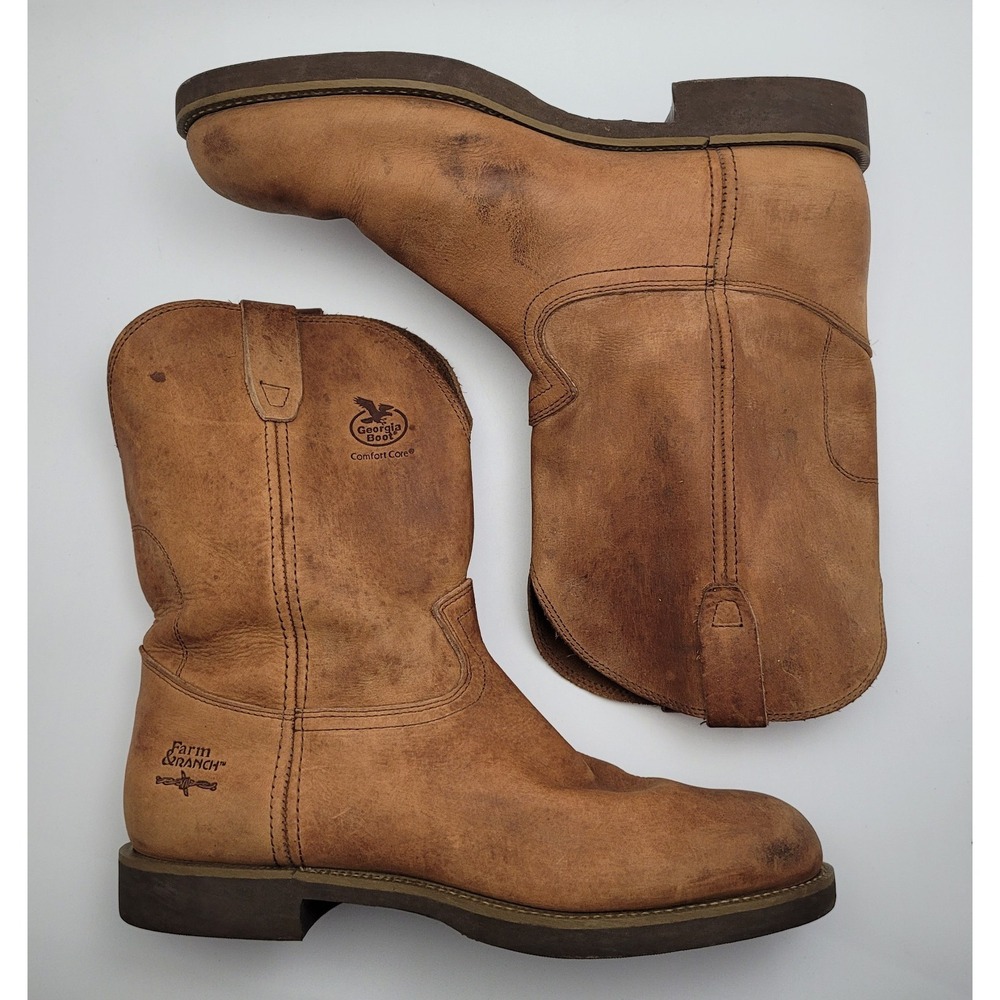 Georgia Boots Mens 13 EE Farm & Ranch Wellington Comfort Chestnut Cowboy Work